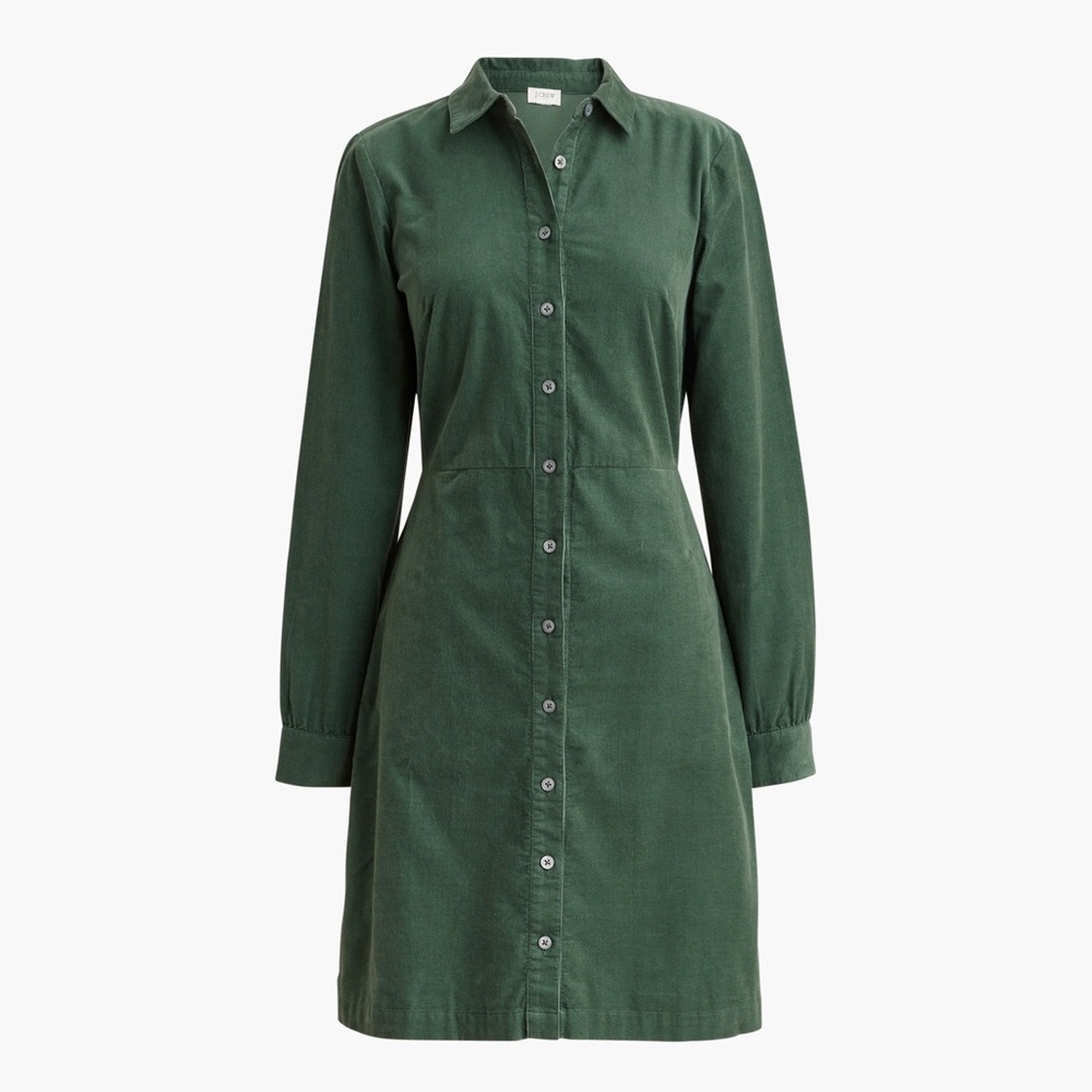 J Crew long-sleeve button-up corduroy mini dress